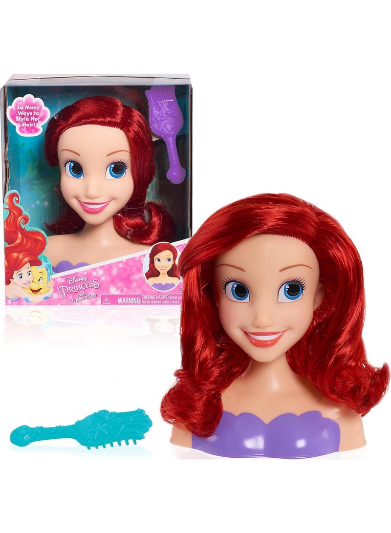 ديزني برنسيس رأس تصفيف شعر صغير من ديزني برينسيس آرييل مع فرشاة شعر – دمية شعر للعب التخيلي بطول 14 سم للأطفال من عمر 3 سنوات فما فوق – لعبة تصفيف شعر إبداعية - Image 4